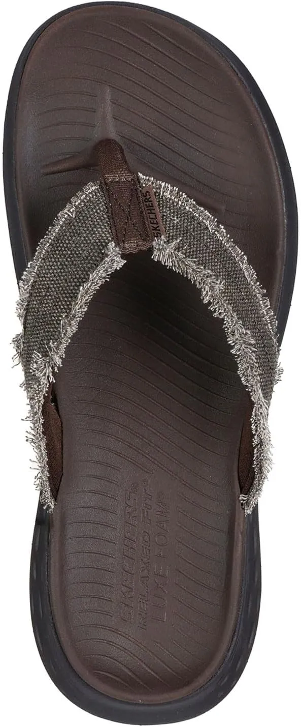 Skechers Men's Parson Sd-Gino Thong Sandal with Frayed Edges