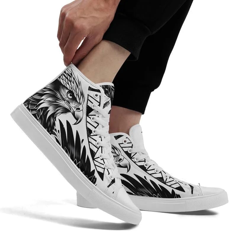 Skull High Top Sneaker for Men Women Fashion Rose Gothic Black Canvas Shoes Unisex Lace Up Casual Tennis Walking Flat Shoes