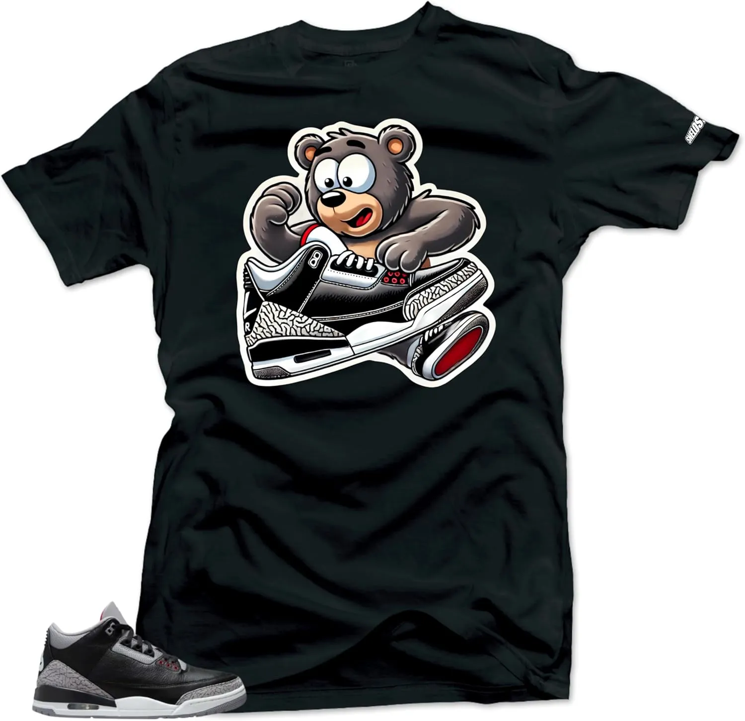 SNELOS Shirt to Match Jordan 3 Black Cement Tee to Match Sneakers Jersey-Drippy Shirt for Sneakerheads