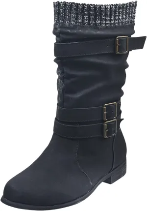 Snow Boots for Women Mid Calf Boots for Women Fall Winter New Women's Boots Mid Calf Raw Edge Women's Leather Boots