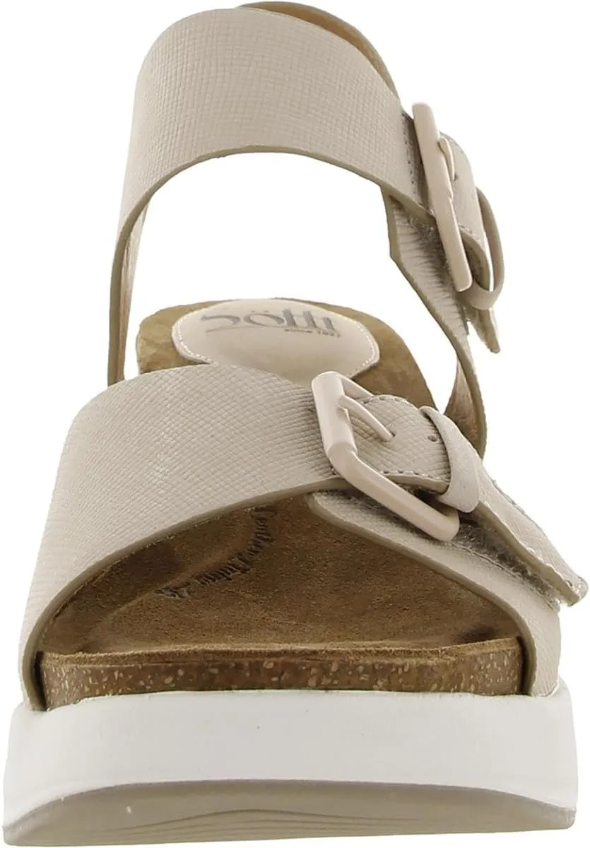 Sofft Womens Castello Leather Open Toe Wedge Sandals