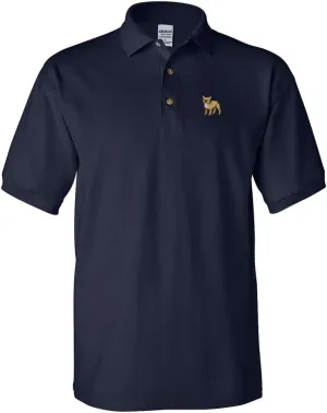 Speedy Pros Polo Shirt French Bulldog Embroidery Design Cotton Golf Shirt for Men Navy Large Design Only