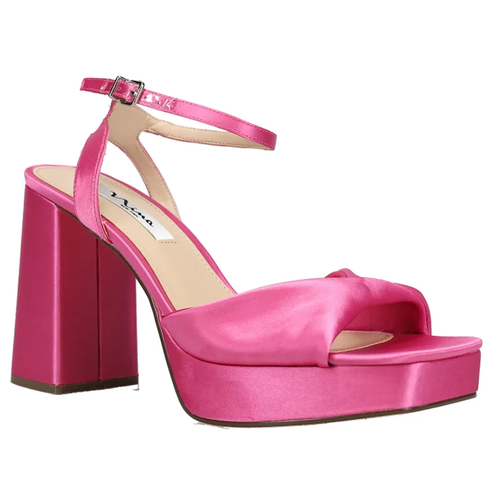 Stacie Metallic Ankle Strap Block Heel Platform Sandals
