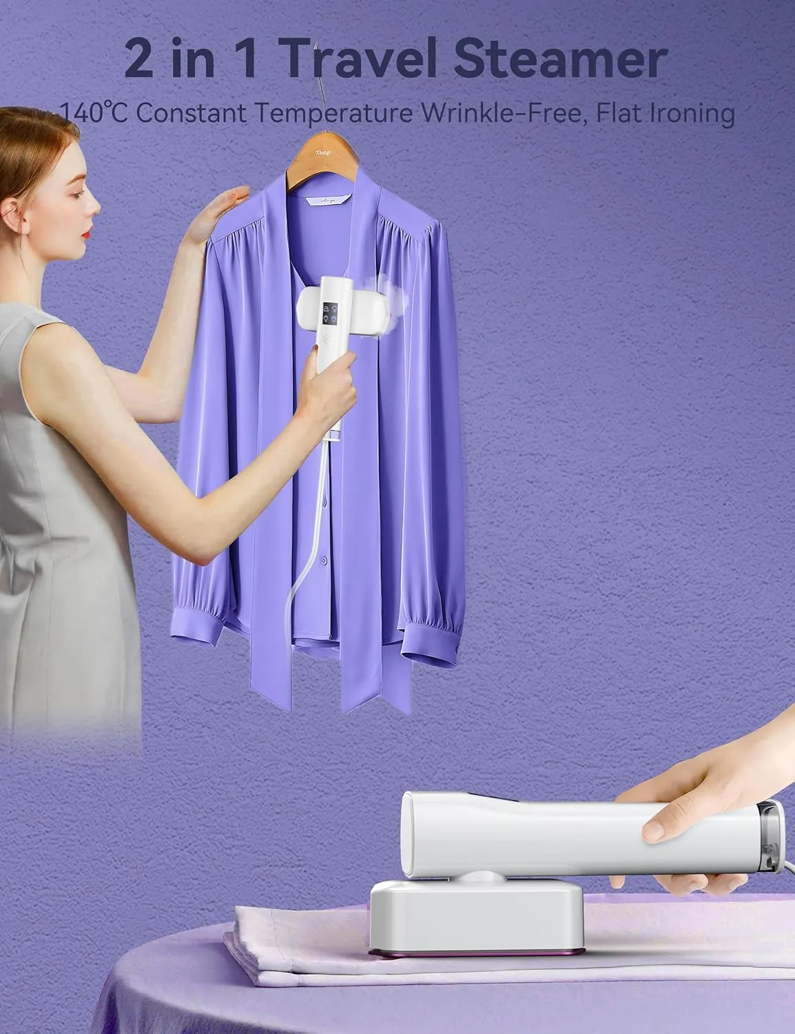 Steamer Iron for Clothes, Portable 2 In 1 Travel Handheld Garment Steamer,20 Minutes of Continuous Steam,100ml Water Tank,Steamer Ironing Gloves,1000W Light Steam Iron for Travel and Home (White)