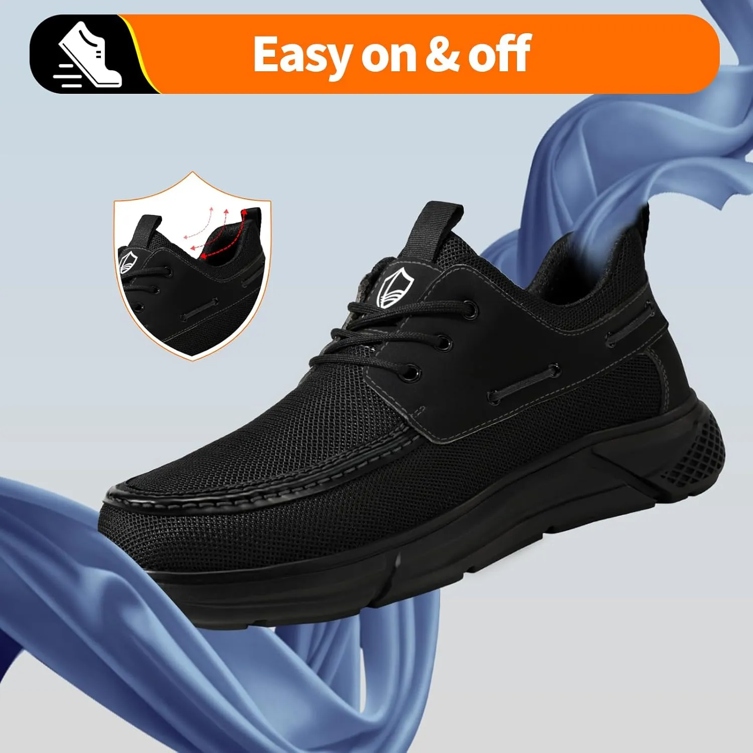 Steel Toe Shoes for Men Lightweight Work Shoes Safety Shoes Air Cushioned Steel Toe Sneakers Indestructible Steel Tennis Toe Shoes Construction Industrial Work Safety Sneakers