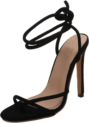 Strappy Heels for Women Bow Ankle Wrap Chunky Heels Open Toe Strappy Sandals Wedding Bride Dressy Pumps Block Heels