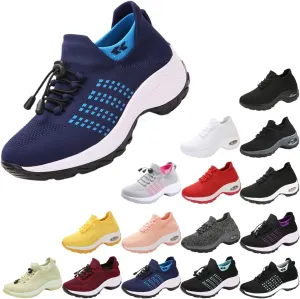 Stretch Cushion Slip-On Walking Shoes for Women - Breathable Arch Support Sneakers for Plantar Fasciitis, Lightweight Sock-Style Fashion Shoes