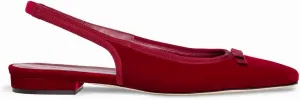 Suede Sling Back Flat Shoes for Women Closed Square Toe Low Heel Pump Heels