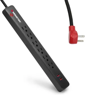 Surge Protector, 6 Outlets, 2 USB-A Ports (2.1 AMP), 6FT Cord, 1200 Joules