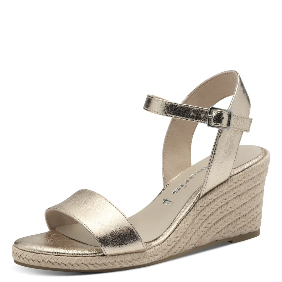 Tamaris Light Gold Espadrille Wedge Sandal 28300-42 933