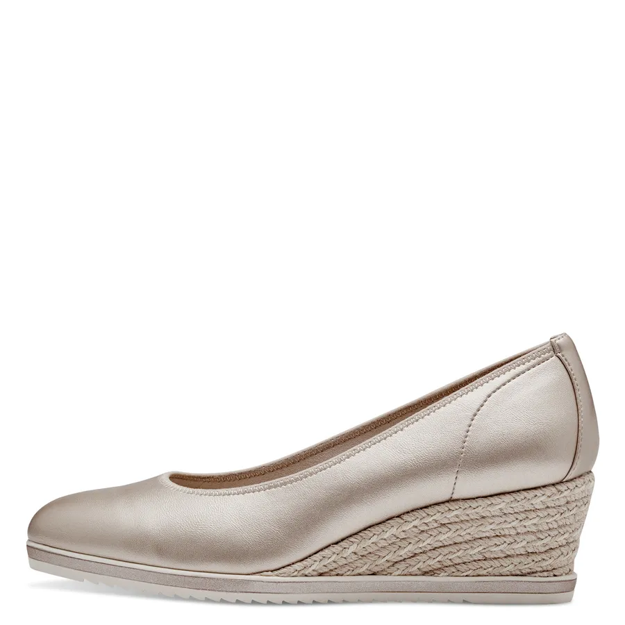 Tamaris Light Gold Espadrille Wedge Shoe 22305-42 933
