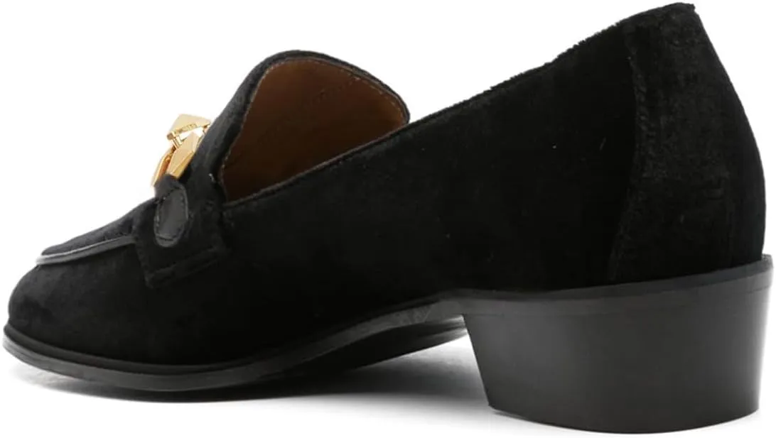 Tang'scuisins Women Casual Slip on Chain Loafer Pumps Closed Round Toe Low Block Heels Comfy Daily Event Formal Business Shoes Size 4-16 US