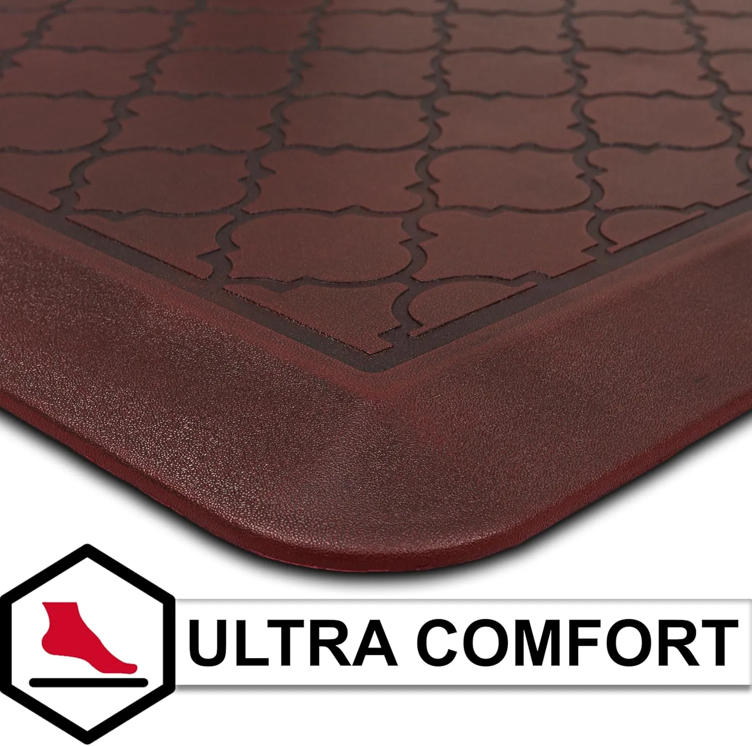Tempur-Pedic Ultra Comfort Anti-Fatigue Lattice Merlot 1' 8" x 3' 6" Kitchen Floor Mat Cushioned Ergonomic Standing Desk Mat Waterproof Non-Skid Foam