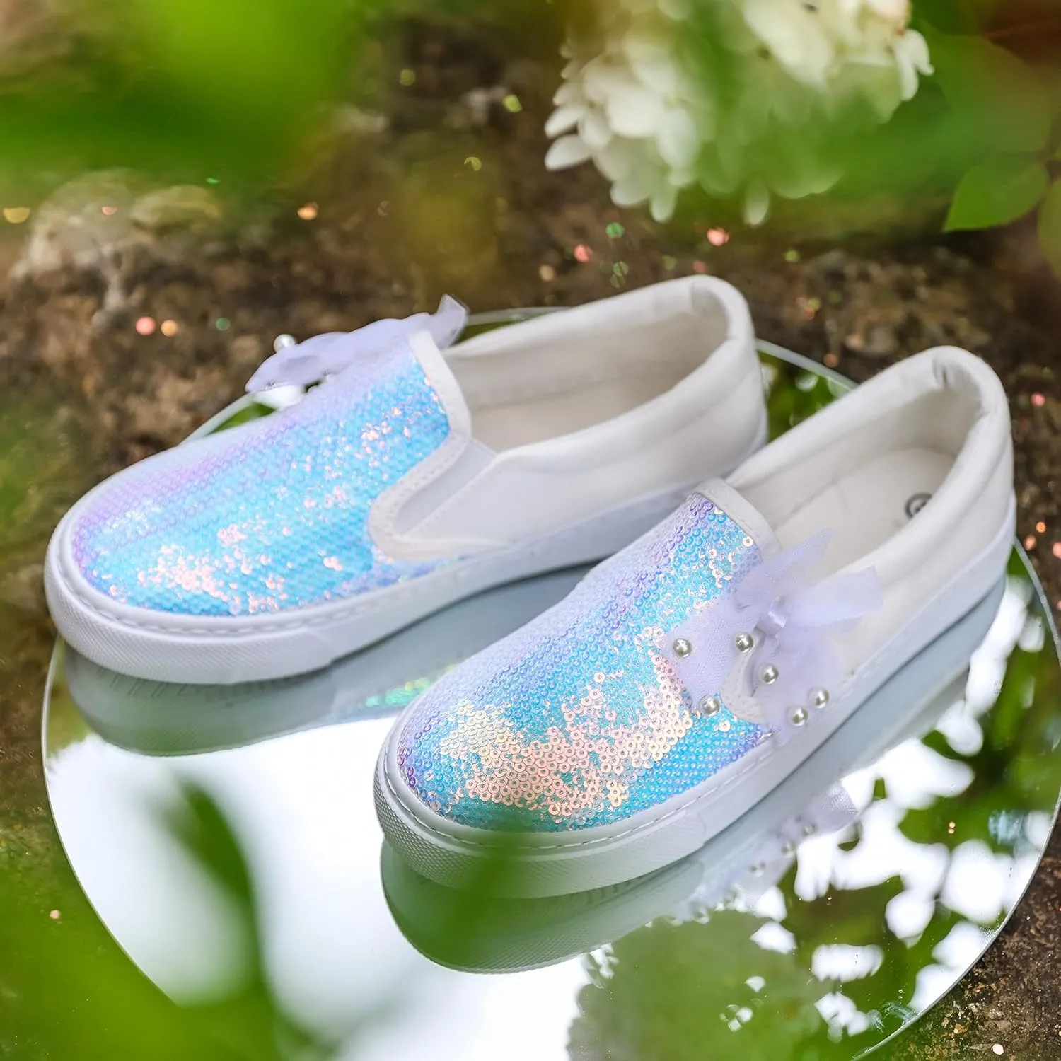Toandon Toddler Kids Girls Sparkle Slip On Walking Shoes Age 2-10
