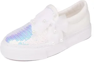 Toandon Toddler Kids Girls Sparkle Slip On Walking Shoes Age 2-10