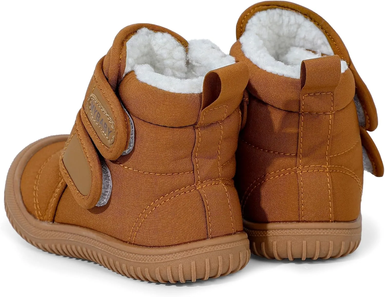 Toddler Snow Boots Double Strap Winter Warm Shoes Baby Faux Fur Lining Soft Fleece Booties with Non-Slip Sole