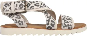 TOMS Womens Sidney Tread Snow Leopard Ankle Strap Casual Sandals Casual - Black, Off White