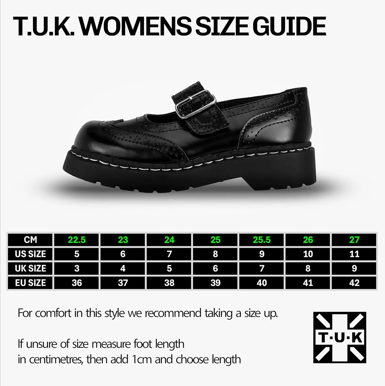 T.U.K. Women's Brogue Mary Jane Flat Shoes – Black Leather, Vintage Style, Wingtip Detailing, Adjustable Buckle Strap, Cushioned Insole, Sturdy Sole, Low Heel, Comfortable Fit, Vegan