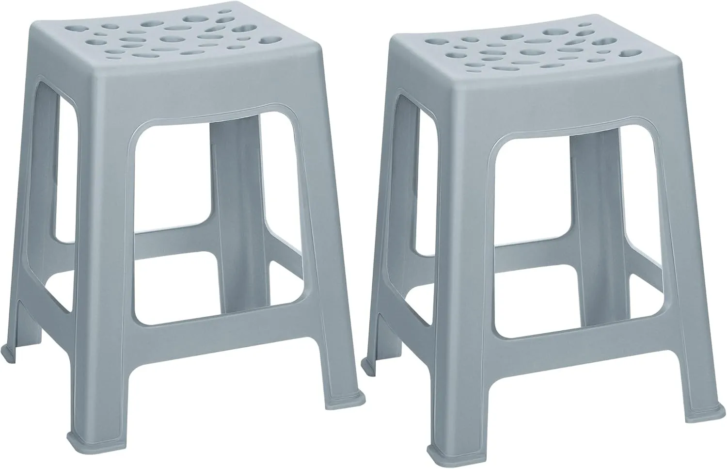 TURSTIN 2 Pack Plastic Stools 16.9 Inch Gray Nesting Stools Portable Backless Bar Stool Flexible Seating Chairs for Classroom Office Home