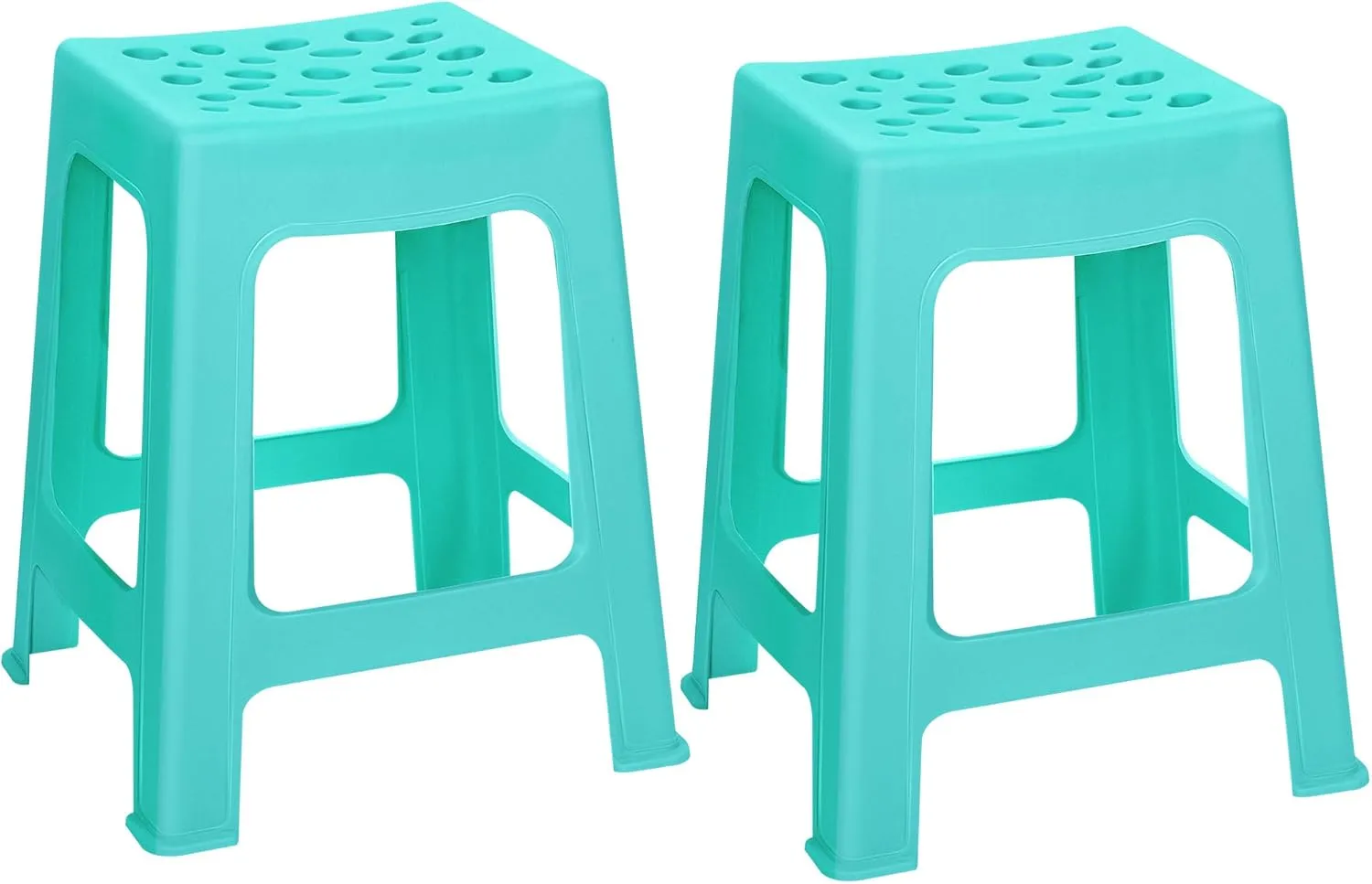 TURSTIN 2 Pack Plastic Stools 16.9 Inch Teal Blue Nesting Stools Portable Backless Bar Stool Flexible Seating Chairs for Classroom Office Home