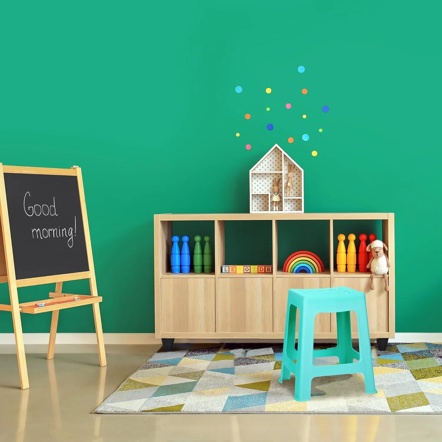 TURSTIN 2 Pack Plastic Stools 16.9 Inch Teal Blue Nesting Stools Portable Backless Bar Stool Flexible Seating Chairs for Classroom Office Home