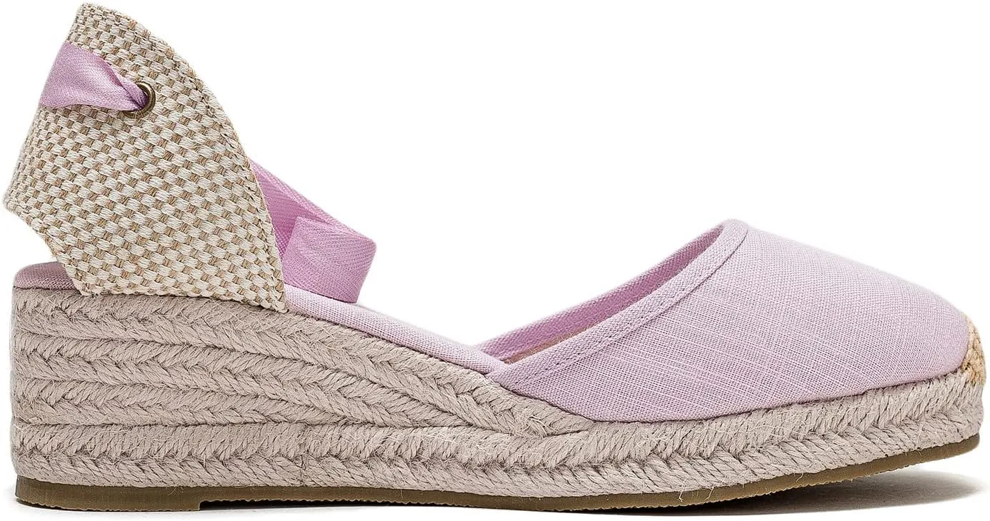 U-lite Womens Platform Wedge Sandals Espadrilles Closed Toe Ankle Strap Lace Up Ankle-Tie Strap Classic Espadrille Heel