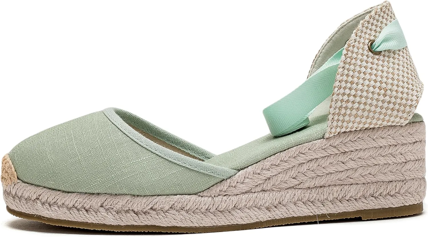U-lite Womens Platform Wedge Sandals Espadrilles Closed Toe Ankle Strap Lace Up Ankle-Tie Strap Classic Espadrille Heel