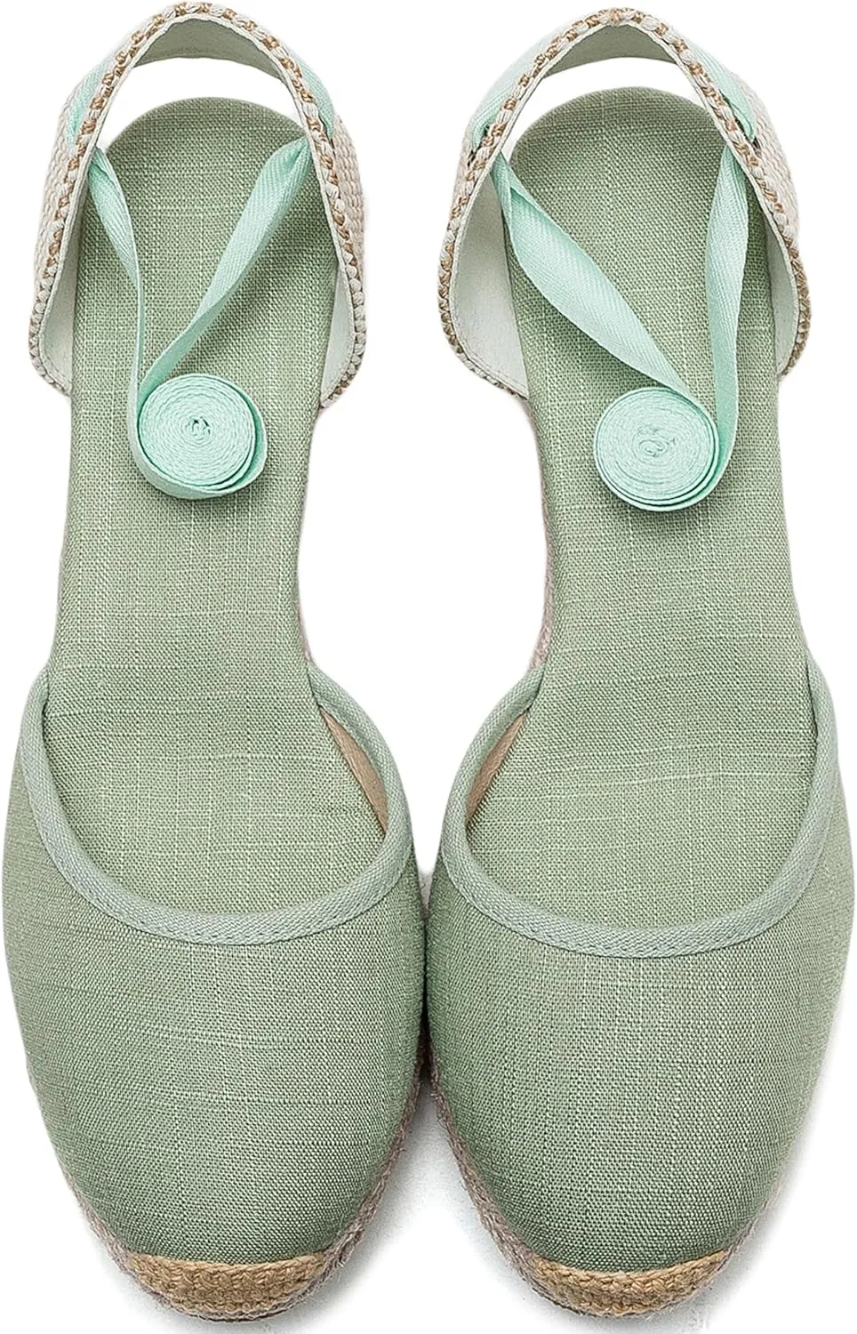 U-lite Womens Platform Wedge Sandals Espadrilles Closed Toe Ankle Strap Lace Up Ankle-Tie Strap Classic Espadrille Heel