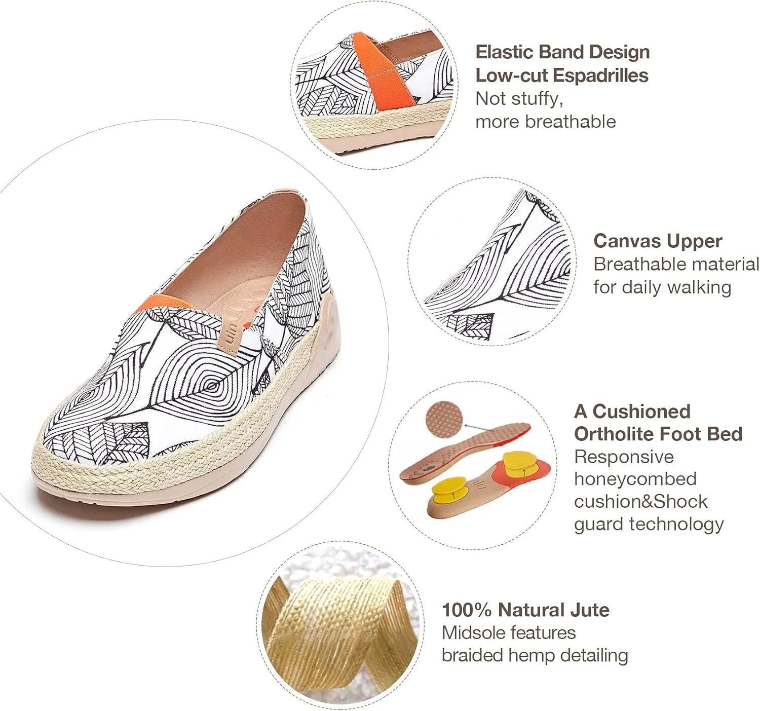 UIN Men's Espadrilles Slip OnsLightweight Walking Casual Loafers Comfortable Art Painted Travel Shoes Marbella Series
