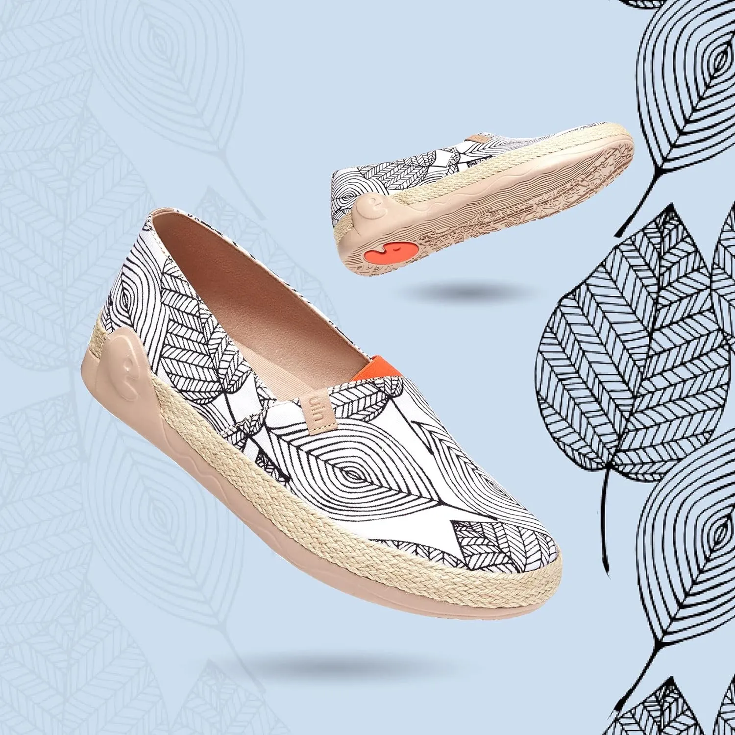 UIN Men's Espadrilles Slip OnsLightweight Walking Casual Loafers Comfortable Art Painted Travel Shoes Marbella Series