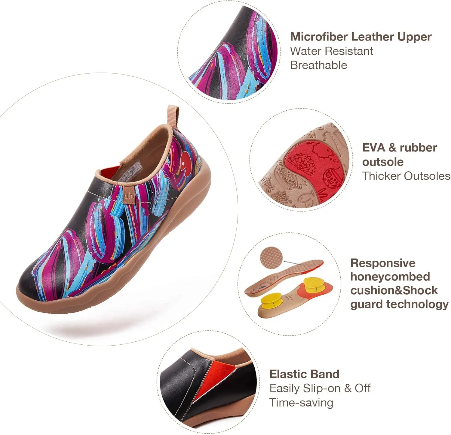 UIN Men's Walking Travel Shoes Slip On Microfiber Casual Loafers Lightweight Comfort Fashion Sneaker