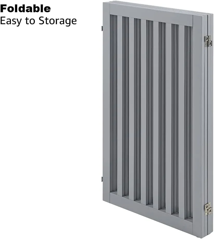 unipaws Flat Wooden Gray Freestanding Dog Gate, 20"-80" W X 36" H