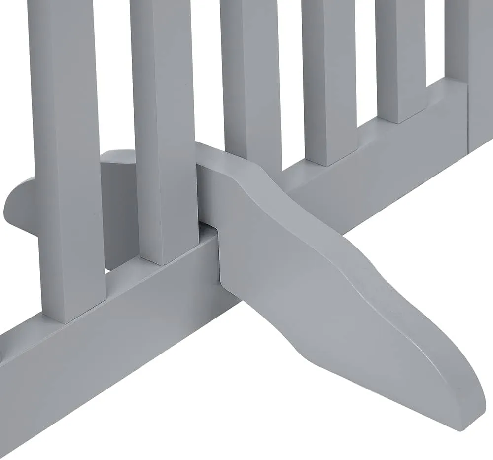 unipaws Flat Wooden Gray Freestanding Dog Gate, 20"-80" W X 36" H