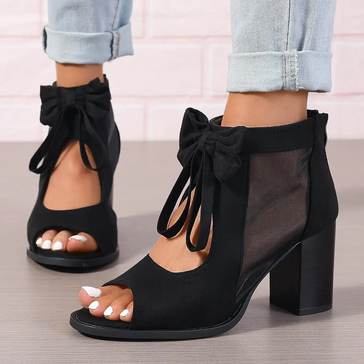 UOQAPRE Chunky Heeled Sandals for Womens Bohemian Cutout Open Toe Summer Block Womens Heeled Party Dress Sandals