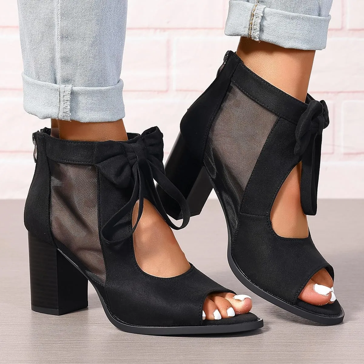 UOQAPRE Chunky Heeled Sandals for Womens Bohemian Cutout Open Toe Summer Block Womens Heeled Party Dress Sandals