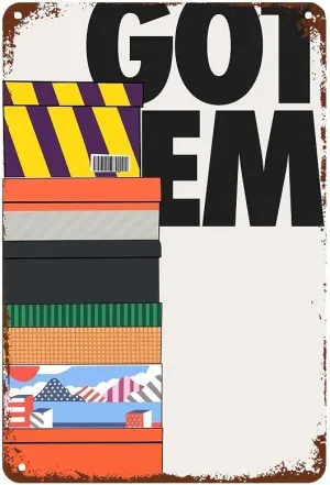 Urban Streetwear Graffiti Sneaker Box Vintage Metal Tin Sign Wall Modern Aesthetic Bar Cafe Restaurant Hotel Home Decor Holiday Gift (08×12 inch)