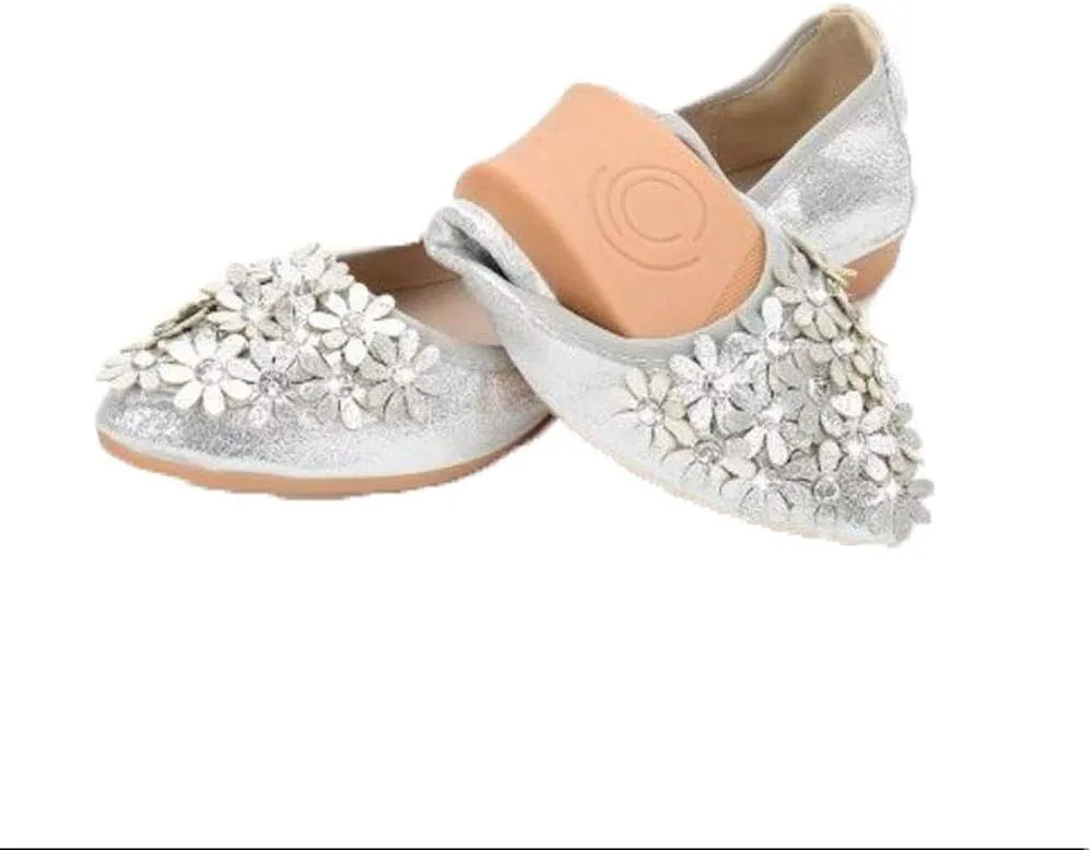 USANDY Women Ballet Flats Rhinestone Wedding Ballerina Shoes Foldable Sparkly Comfort Slip on Flat Shoes