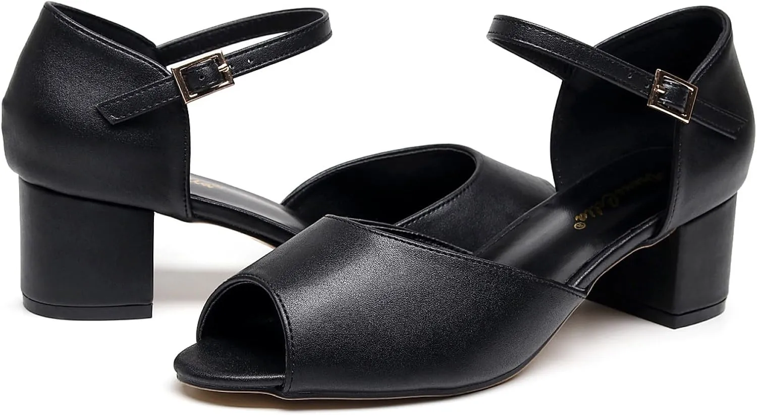VenusCelia Women's Easy Going Strap Pump Chunky Heeled Sandal