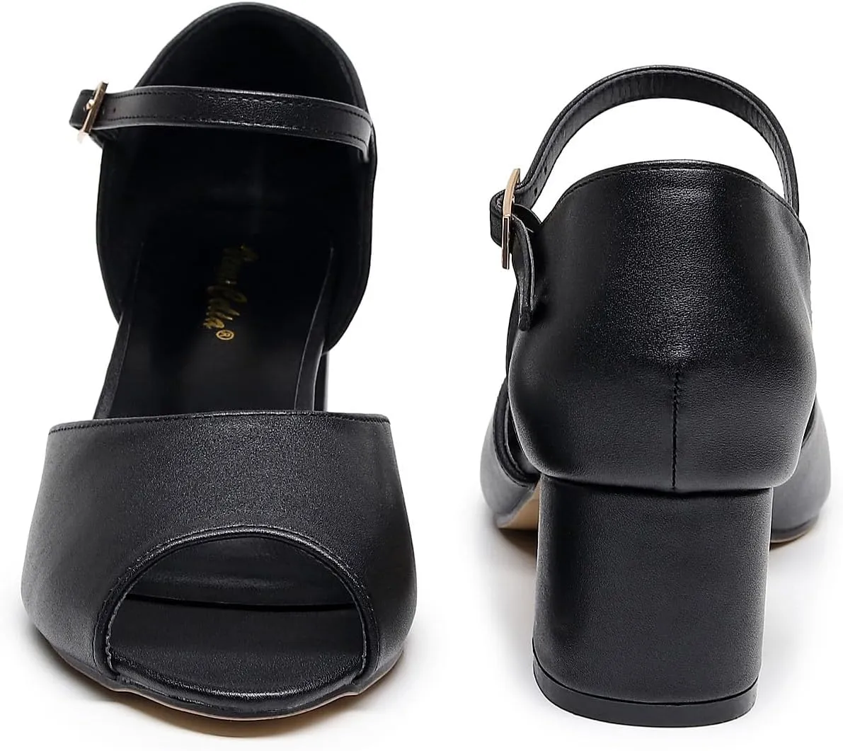 VenusCelia Women's Easy Going Strap Pump Chunky Heeled Sandal