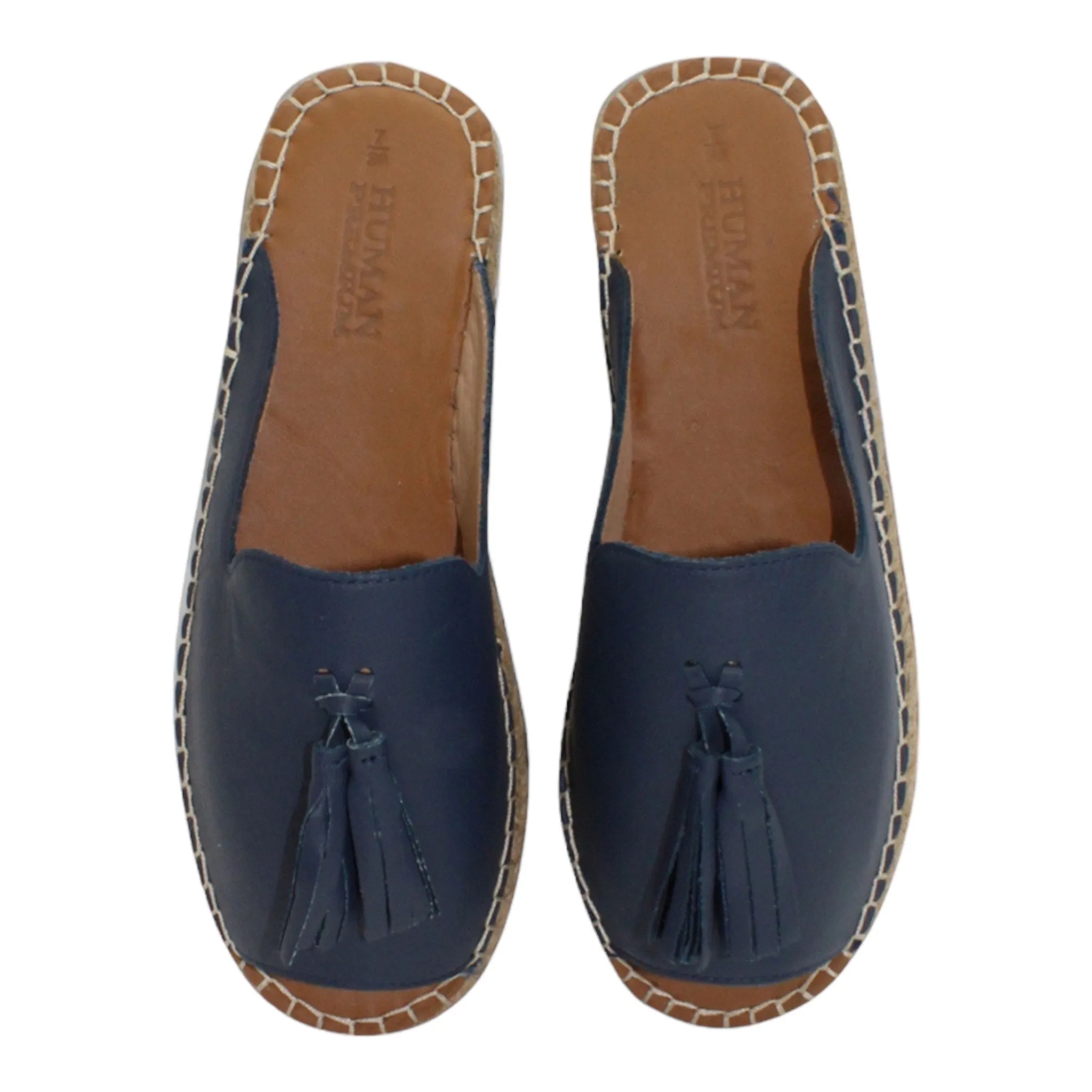 Via Leather Espadrille Navy