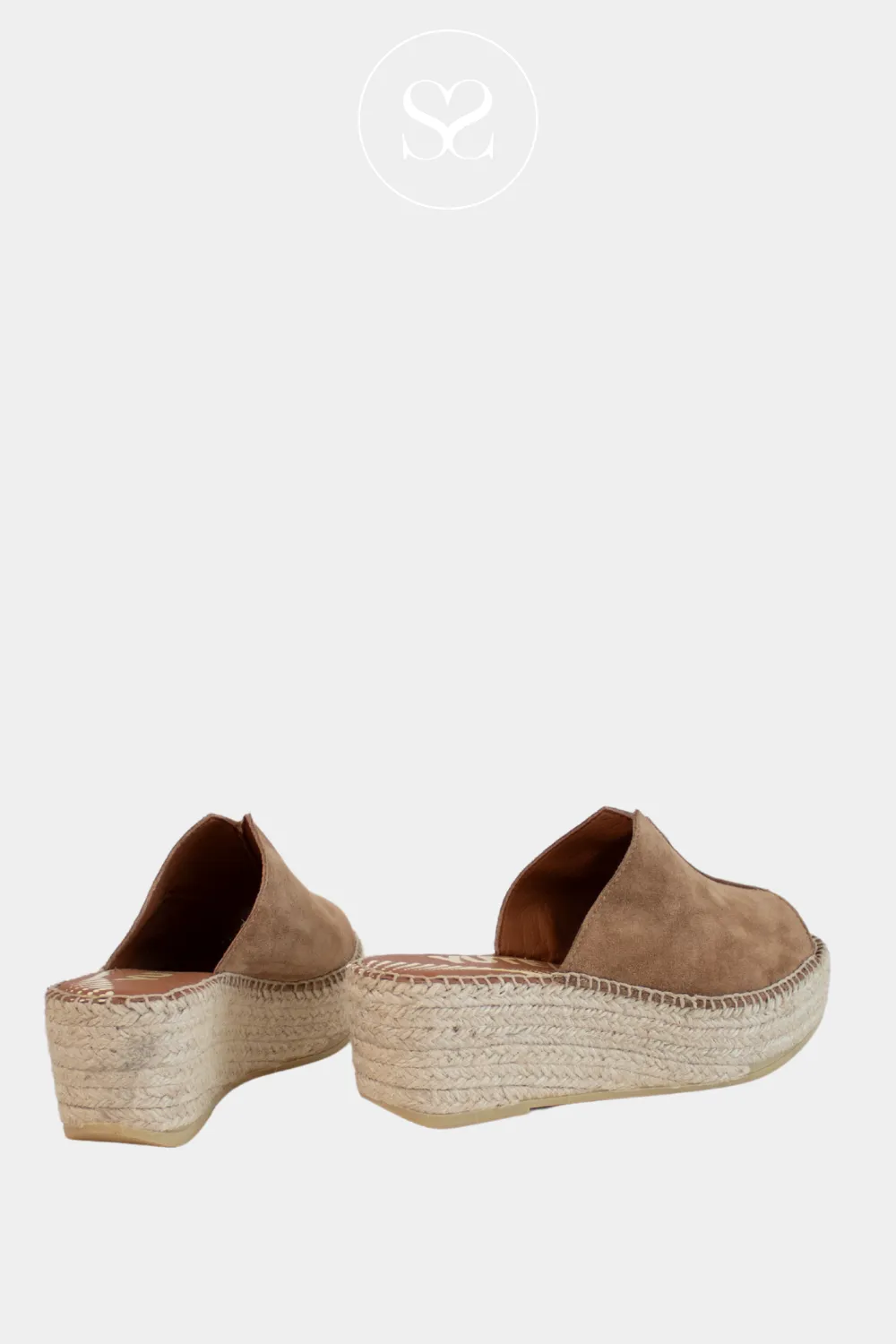 VIGUERA 2275 TAN SUEDE ESPADRILLE WEDGE SLIDER SANDALS
