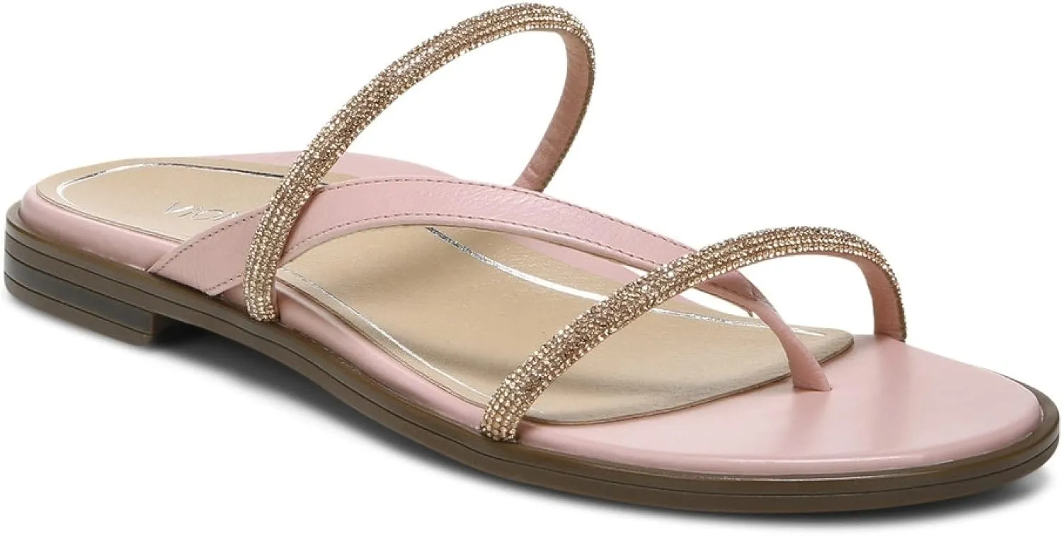 Vionic Women's Citrine Prism Flat Comfort Sandal- Supportive Slide Walking Sandals That Includes an Orthotic Insole and Cushioned Outsole for Arch Support, Medium and Wide Widths