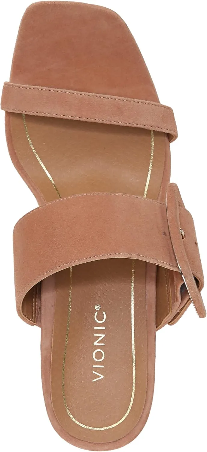 Vionic Women's Garnet Brookell Round Heel Mule - Supportive Adjustable Strap Sandals That Includes an Orthotic Insole and Cushioned Outsole for Arch Support, Medium Fit, Sizes 5-11