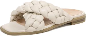 Vionic Women's Poppy Braided Vio-Motion Insole Slide Sandal- Supportive Dressy Flat Sandals That Includes an Orthotic Insole and Cushioned Outsole for Arch Support, Medium and Wide Fit, Sizes 5-11