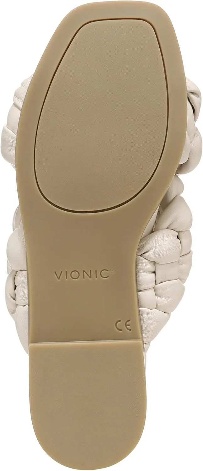 Vionic Women's Poppy Braided Vio-Motion Insole Slide Sandal- Supportive Dressy Flat Sandals That Includes an Orthotic Insole and Cushioned Outsole for Arch Support, Medium and Wide Fit, Sizes 5-11
