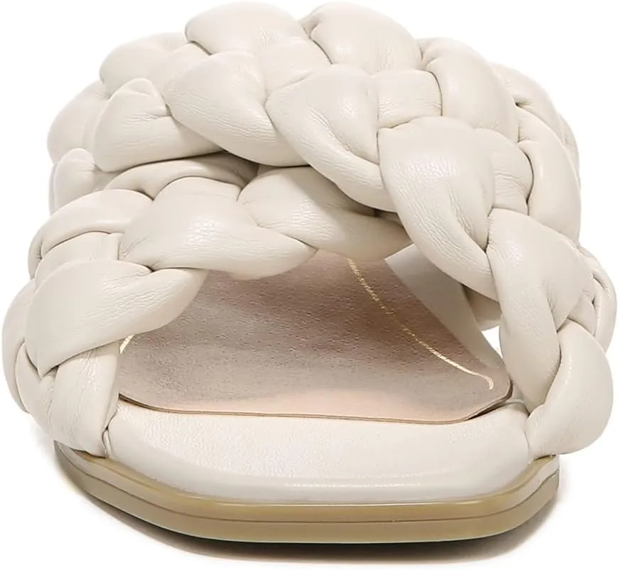Vionic Women's Poppy Braided Vio-Motion Insole Slide Sandal- Supportive Dressy Flat Sandals That Includes an Orthotic Insole and Cushioned Outsole for Arch Support, Medium and Wide Fit, Sizes 5-11