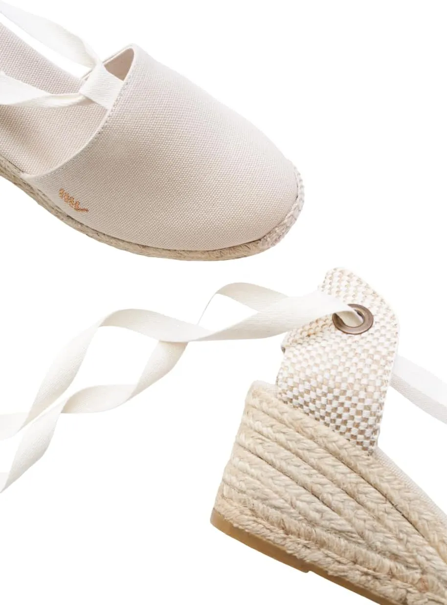 VISCATA Escala Espadrille Canvas Wedges with Sleek Ankle Laces Women's Lace Up Shoes Handmade in Spain Organic Cotton Canvas and 100% Natural Jute Midsole for All Occasions