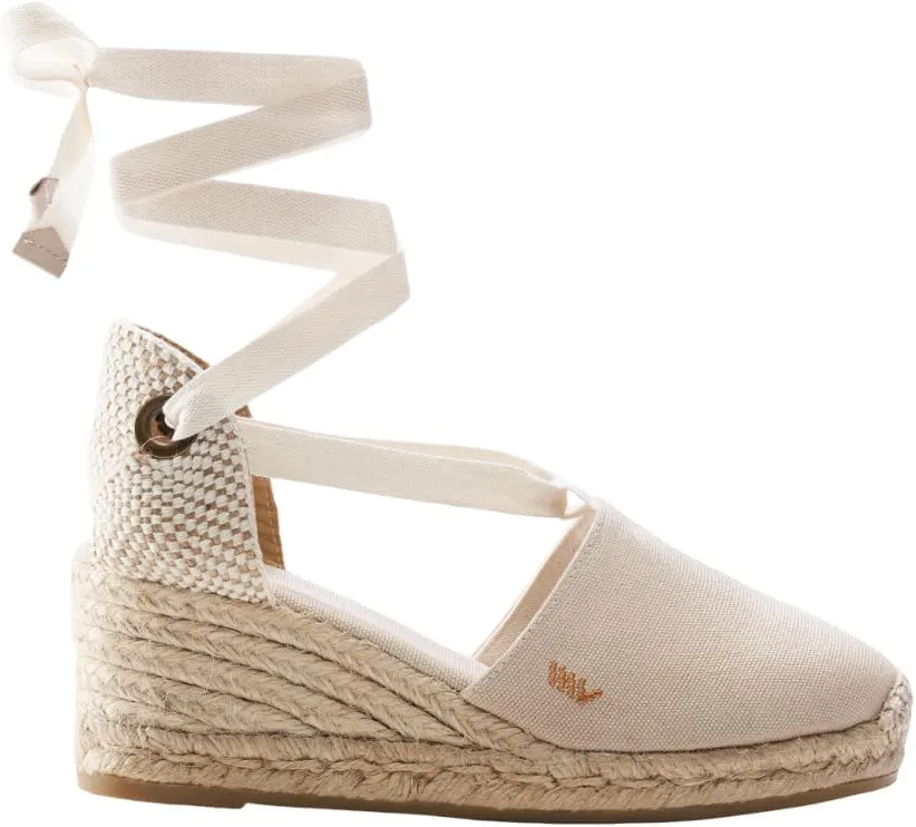 VISCATA Escala Espadrille Canvas Wedges with Sleek Ankle Laces Women's Lace Up Shoes Handmade in Spain Organic Cotton Canvas and 100% Natural Jute Midsole for All Occasions