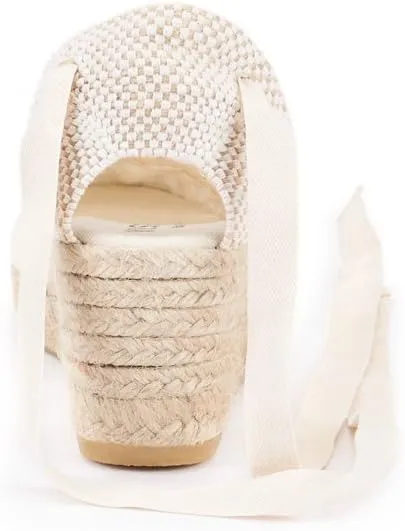 VISCATA Escala Espadrille Canvas Wedges with Sleek Ankle Laces Women's Lace Up Shoes Handmade in Spain Organic Cotton Canvas and 100% Natural Jute Midsole for All Occasions