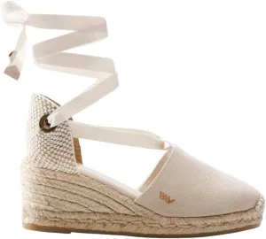 VISCATA Escala Espadrille Canvas Wedges with Sleek Ankle Laces Women's Lace Up Shoes Handmade in Spain Organic Cotton Canvas and 100% Natural Jute Midsole for All Occasions